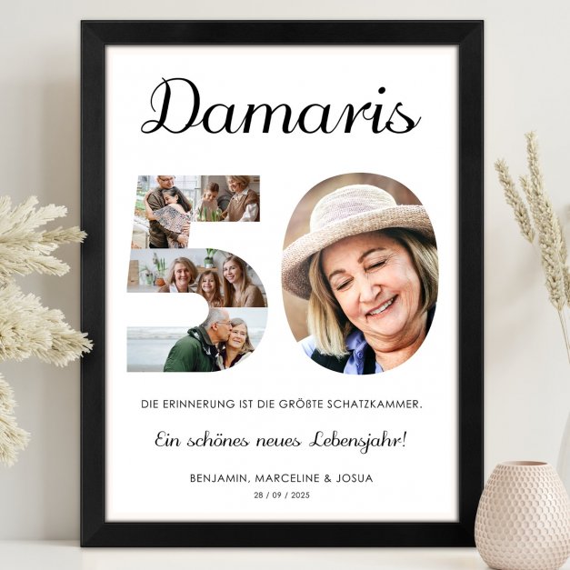 Personalisiertes Wandbildposter mit eigenem Foto für sie zum 50. Geburtstag