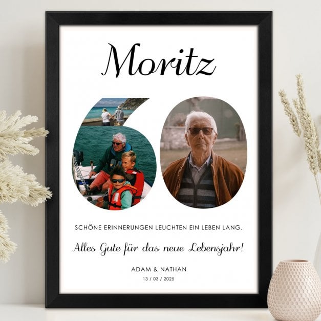 Personalisiertes Wandbildposter mit eigenem Foto für ihn zum 60. Geburtstag