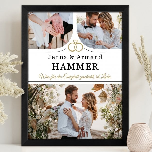 Personalisiertes Wandbildposter mit eigenem Foto für ein Paar zur Hochzeit