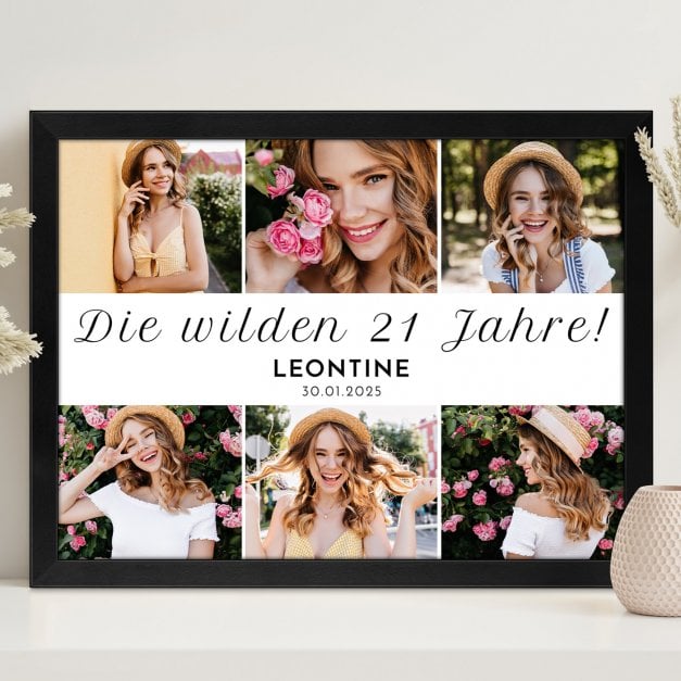 Personalisiertes Wandbildposter mit eigenem Foto für sie zum 21. Geburtstag