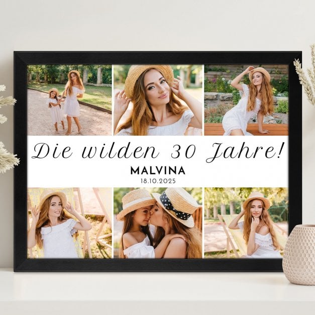 Personalisiertes Wandbildposter mit eigenem Foto für sie zum 30. Geburtstag