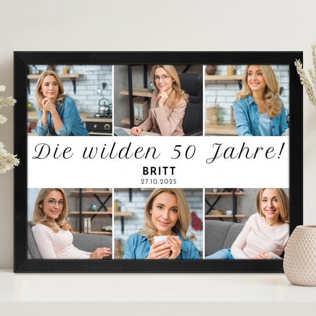 Personalisiertes Wandbildposter mit eigenem Foto für eine Frau zum 50. Geburtstag