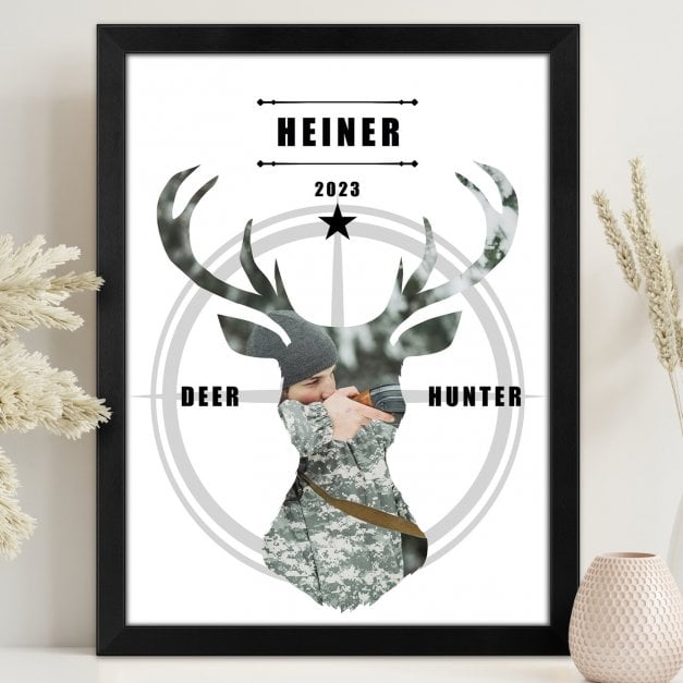 Personalisiertes Wandbildposter mit eigenem Foto für einen Jäger zum Geburtstag