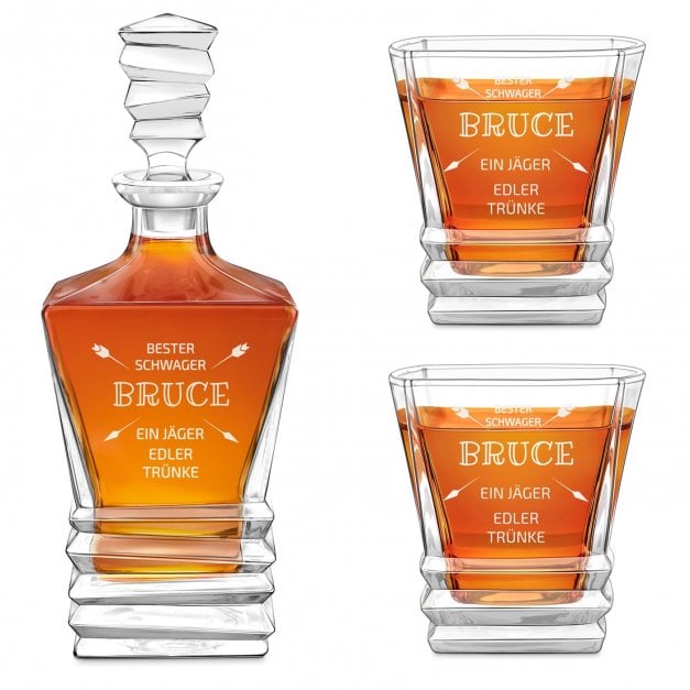 Geometric Whisky Karaffe mit 2 Gläsern und Gravur für Ihren Schwager Whiskygenießer