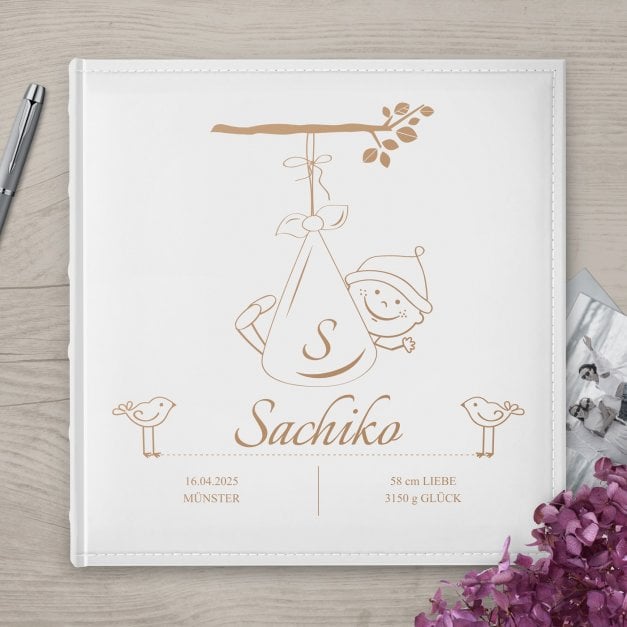 Einsteckalbum mit Aufdruck für ein Mädchen zur Geburt