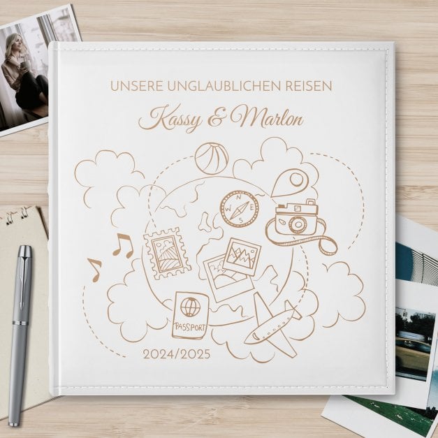Einsteckalbum mit Aufdruck für Weltenbummler