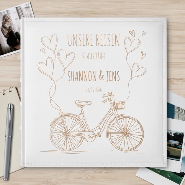 Einsteckalbum mit Aufdruck für ein Radfahrerpaar zum Hochzeitsjubiläum, zur Einzugsparty