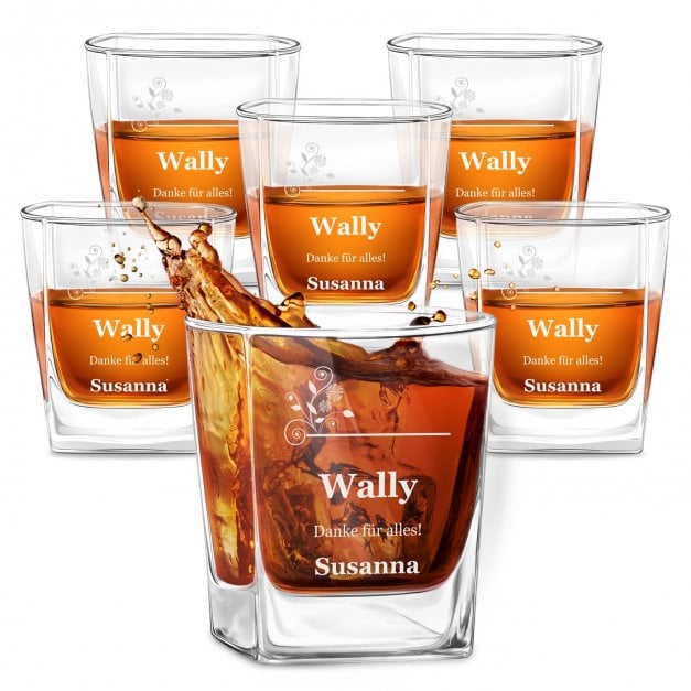 6er Whisky Gläser Set mit Gravur für Trauzeugen als Dankeschön