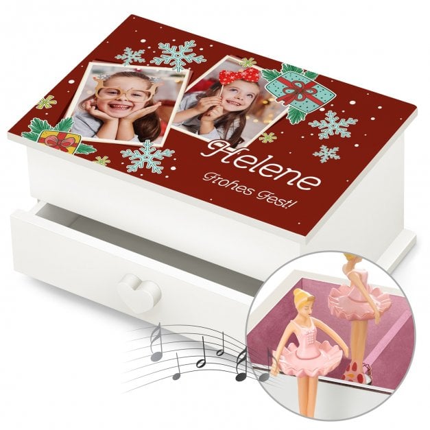 Jewelkeeper mit Ballerina-Spieldose und Aufdruck von eigenem Foto für ein Mädchen zu Weihnachten