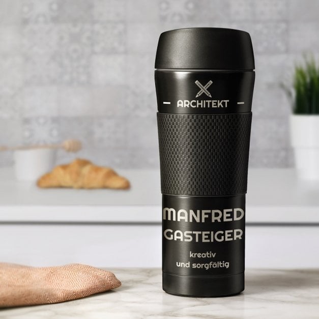 Rutschfester Thermobecher mit Gravur für einen Architekten Designer Ingenieur zum Studienabschluss