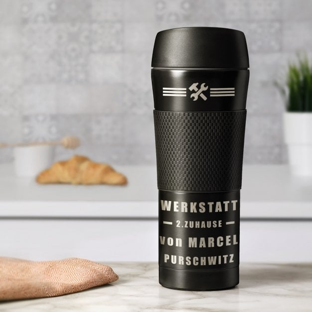 Rutschfester Thermobecher mit Gravur für einen Heimwerker zum Geburtstag