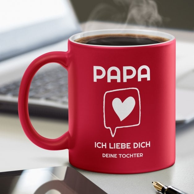 Keramikbecher mit Gravur Rot/Matt für Ihren Vater