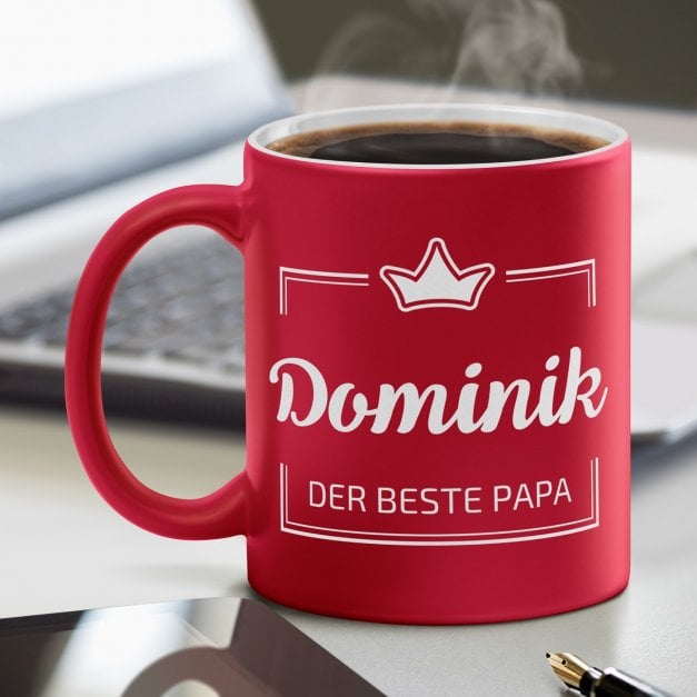 Keramikbecher mit Gravur Rot/Matt für Ihren Papa