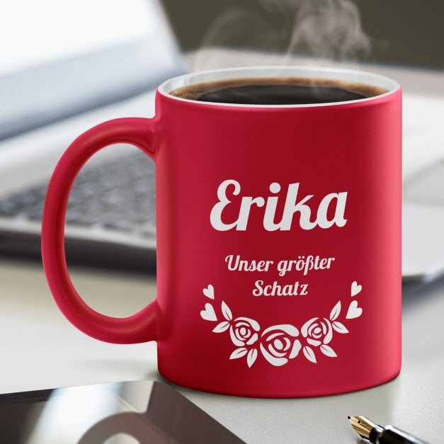 Keramikbecher mit Gravur Rot/Matt für Ihre Mutter