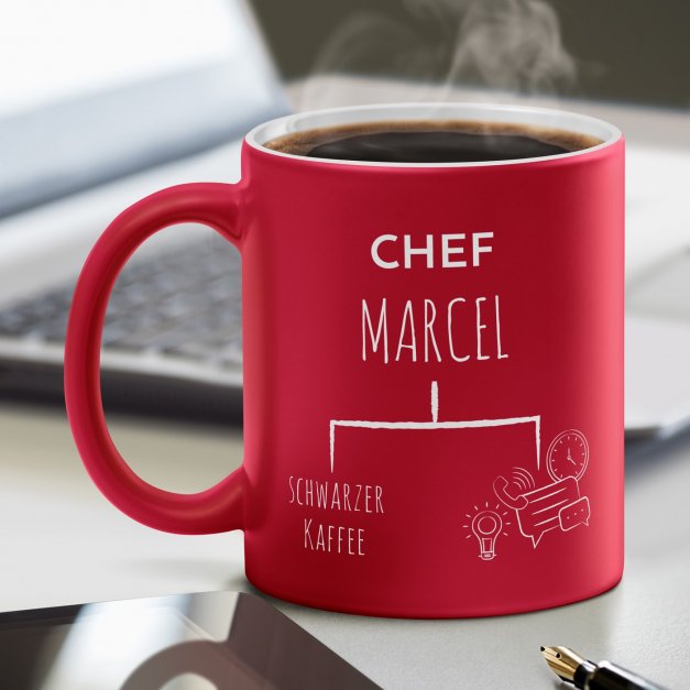 Keramikbecher mit Gravur Rot/Matt für Ihren Vorgesetzten Abteilungsleiter Chef zum Ehrentag