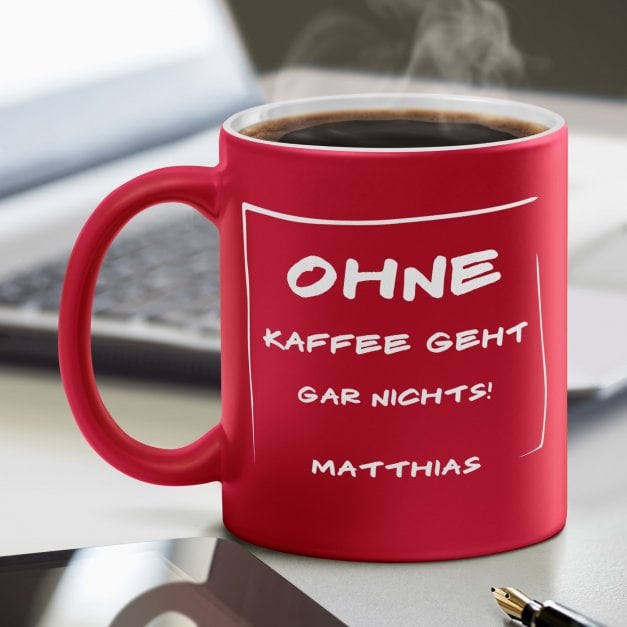 Keramikbecher mit Gravur Rot/Matt für ihn Ihren Mitarbeiter zum Ehrentag