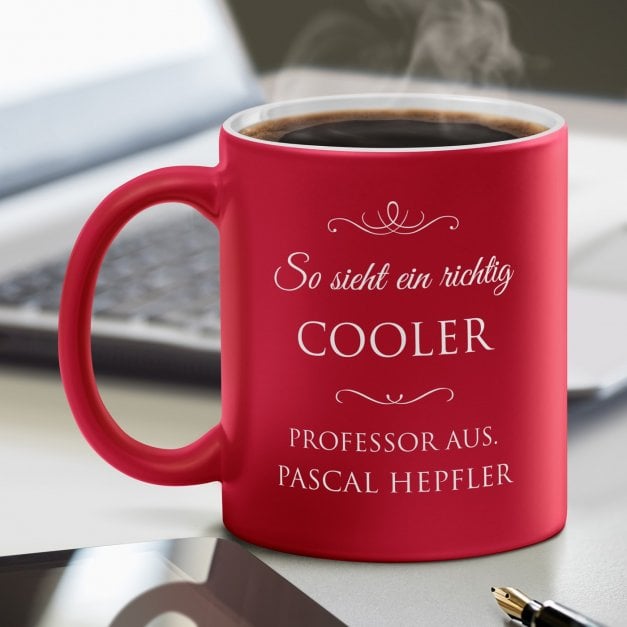 Keramikbecher mit Gravur Rot/Matt für Ihren Betreuer der Dissertation oder Doktorarbeit
