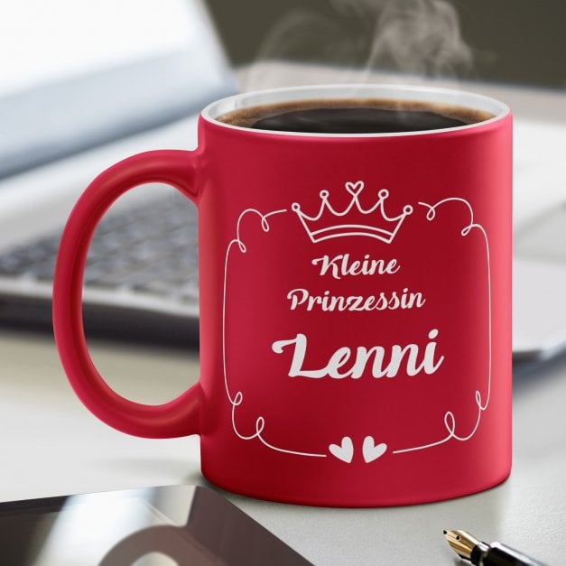 Keramikbecher mit Gravur Rot/Matt für ein Mädchen zum Ehrentag