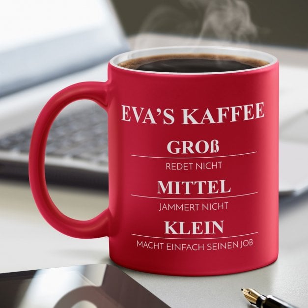 Keramikbecher mit Gravur Rot/Matt für sie zum Ehrentag zum neuen Job
