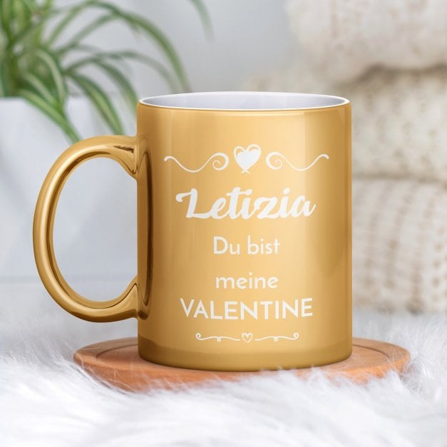 Kaffeebecher mit Gravur Gold/Glänzend für Ihre Geliebte Ehefrau zum Valentinstag