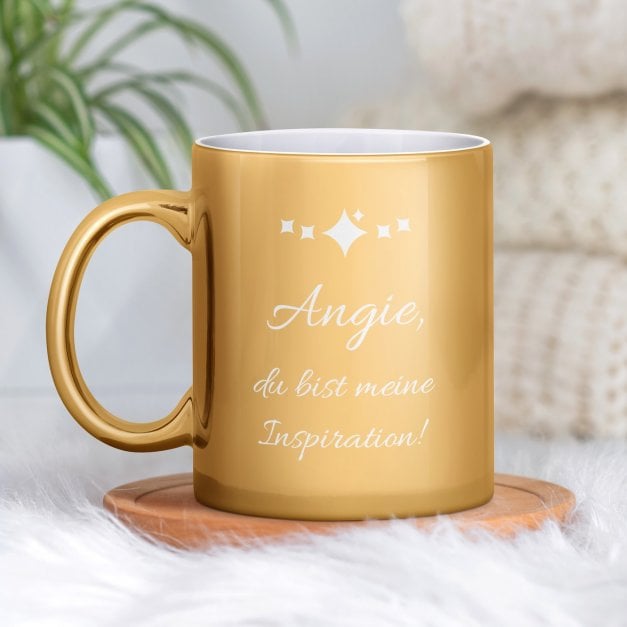 Kaffeebecher mit Gravur Gold/Glänzend für sie Ihre Freundin Ehefrau Mutter zum Ehrentag zu Weihnachten