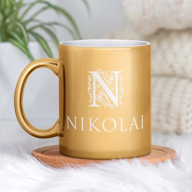 Kaffeebecher mit Gravur Gold/Glänzend für ihn zum Geburtstag Jubiläum
