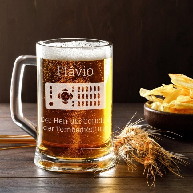 Bierkrug aus Glas mit Gravur für ihn einen Bierologen