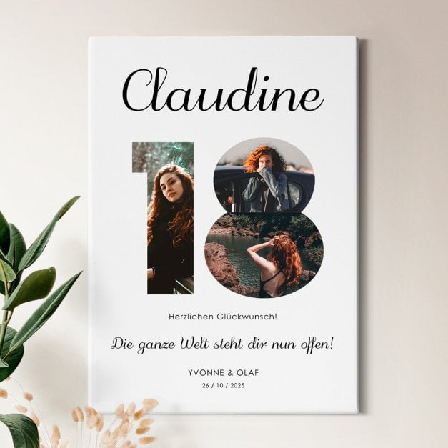 Wandbildcollage mit Aufdruck von eigenen Fotos für sie zum 18. Geburtstag