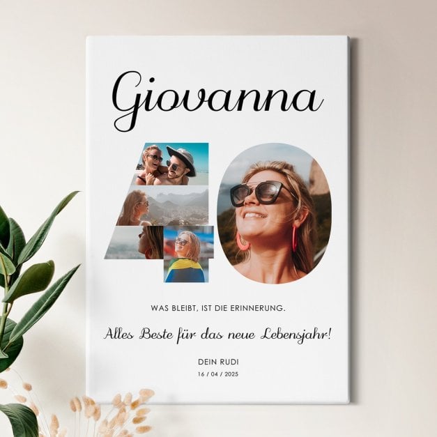 Wandbildcollage mit Aufdruck von eigenen Fotos für sie zum 40. Geburtstag