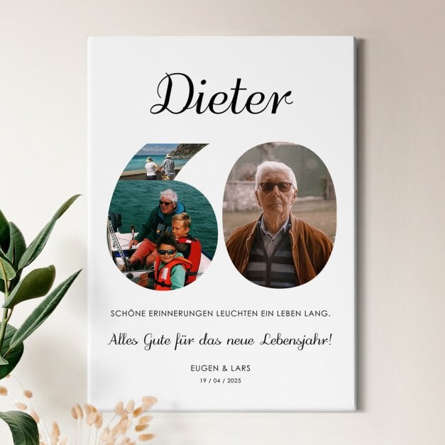 Wandbildcollage mit Aufdruck von eigenen Fotos für ihn zum 60. Geburtstag