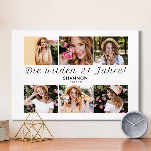 Wandbildcollage mit Aufdruck von eigenen Fotos für sie zum 21. Geburtstag
