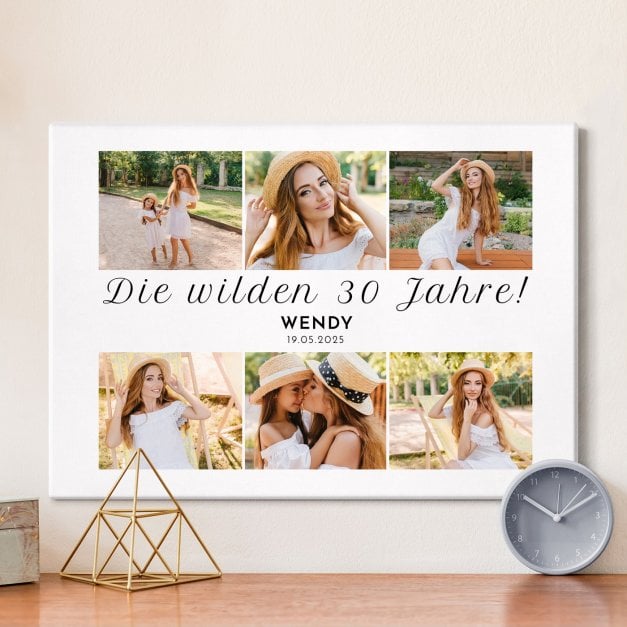 Wandbildcollage mit Aufdruck von eigenen Fotos für sie zum 30. Geburtstag