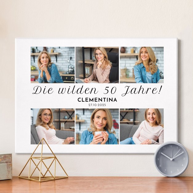 Wandbildcollage mit Aufdruck von eigenen Fotos für sie zum 50. Geburtstag Jahrestag