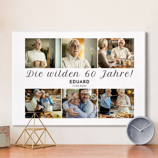 Wandbildcollage mit Aufdruck von eigenen Fotos für ihn zum 60. Geburtstag Jahrestag