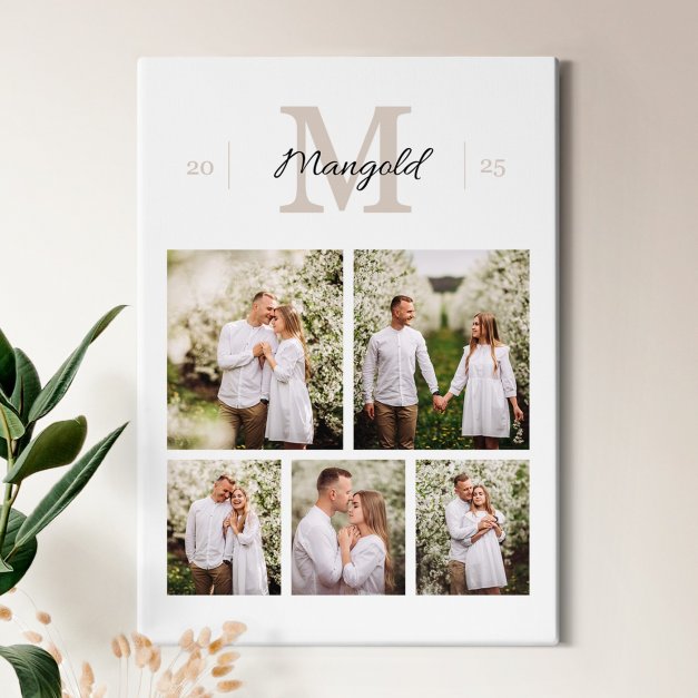 Wandbildcollage mit Aufdruck von eigenen Fotos für ein Paar zur Hochzeit zum Hochzeitstag Einzug