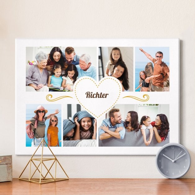 Wandbildcollage mit Aufdruck von eigenen Fotos für ein Paar zum Jahrestag Einzug