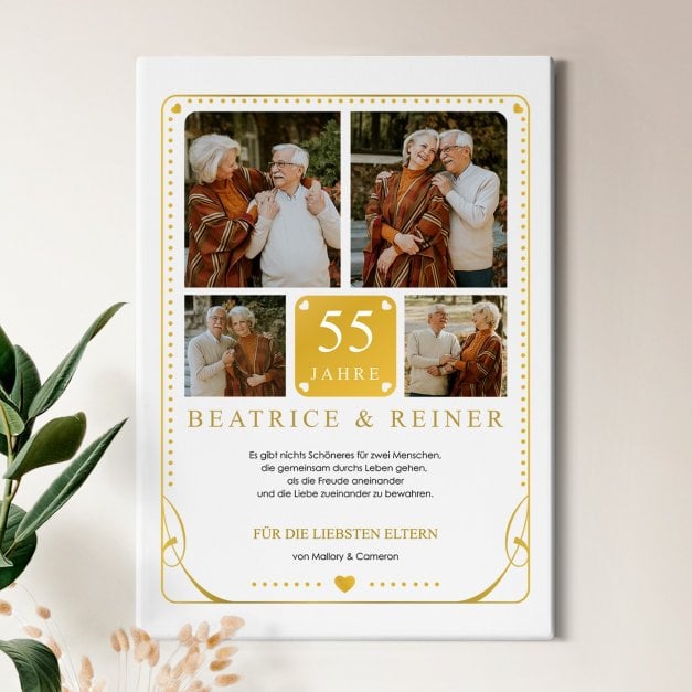Wandbildcollage mit Aufdruck von eigenen Fotos für Ihre Eltern zum 55. Hochzeitstag