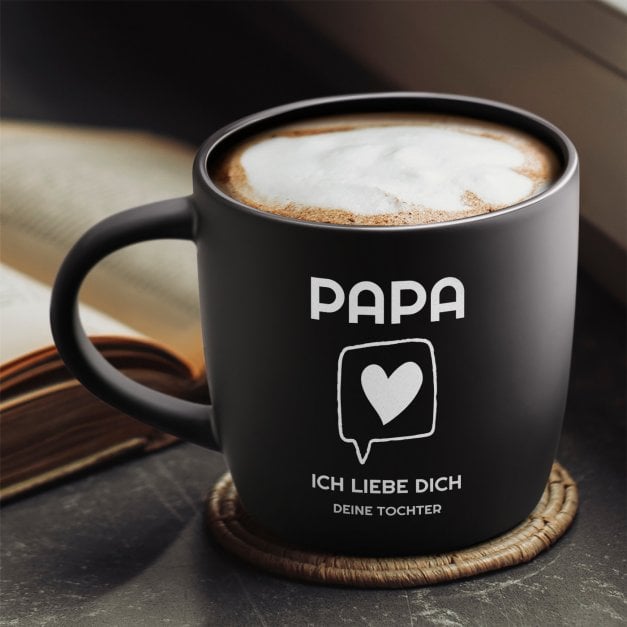 Keramikbecher mit Gravur Schwarz/Matt für Ihren Vater