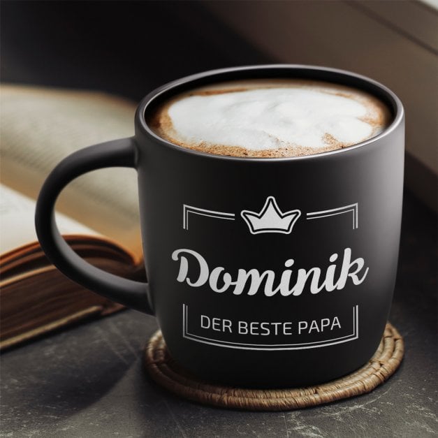 Keramikbecher mit Gravur Schwarz/Matt für Ihren Vati