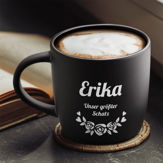 Keramikbecher mit Gravur Schwarz/Matt für Ihre Mutter