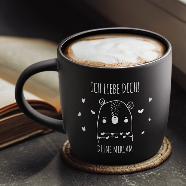 Keramikbecher mit Gravur Schwarz/Matt für Ihren Freund Ehemann zum Valentinstag Jahrestag