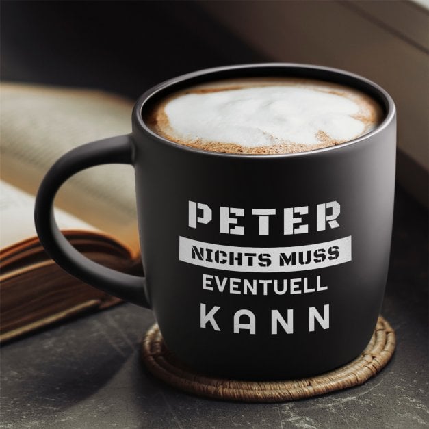 Keramikbecher mit Gravur Schwarz/Matt für ihn zum Jubiläum