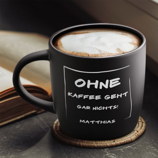 Keramikbecher mit Gravur Schwarz/Matt für Ihren Angestellten Arbeiter Kaffeetrinker zum Ehrentag