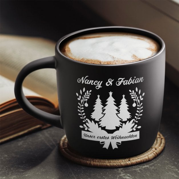 Keramikbecher mit Gravur Schwarz/Matt für ein Paar zum Weihnachtsfest