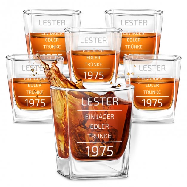 6er Whisky Gläser Set mit Gravur für einen richtigen Sportfan zum Geburtstag
