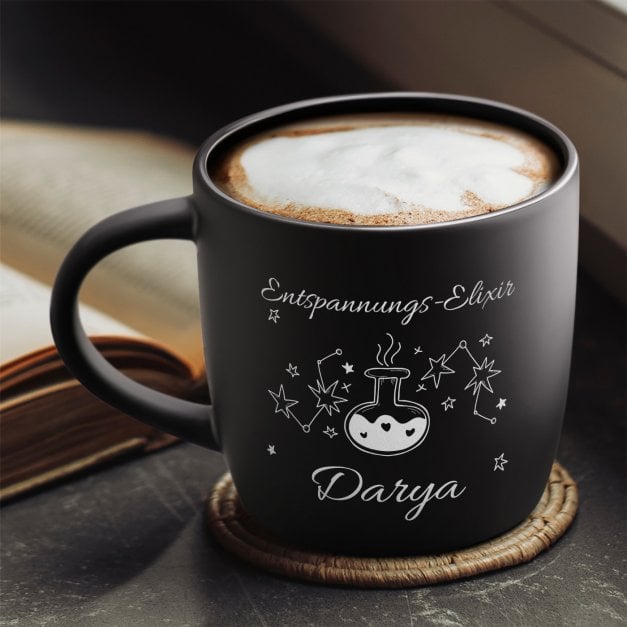 Keramikbecher mit Gravur Schwarz/Matt für sie Ihre Freundin Ehefrau zum Ehrentag