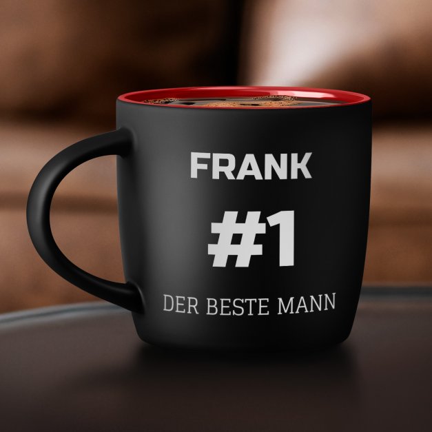 Keramikbecher mit Gravur Schwarz/Matt und Rot für Ihren Freund