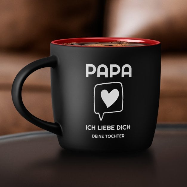 Keramikbecher mit Gravur Schwarz/Matt und Rot für Ihren Vater
