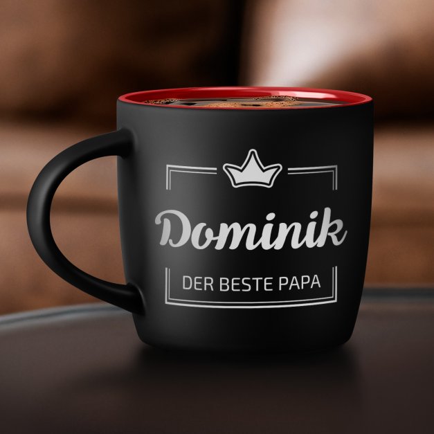 Keramikbecher mit Gravur Schwarz/Matt und Rot für Ihren Vati zum Vatertag