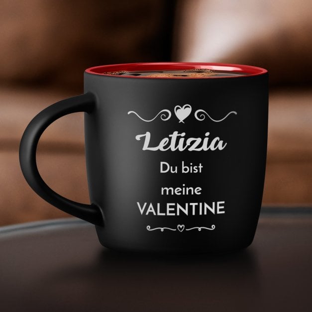 Keramikbecher mit Gravur Schwarz/Matt und Rot für Ihre Freundin Ehefrau zum Valentinstag